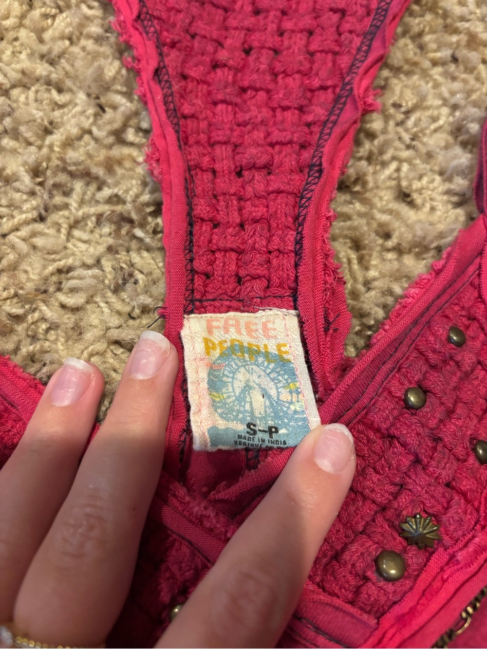 Free People Raspberry Pink Embroidered Racerback Camisole - Picture 2 of 3